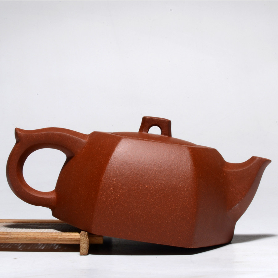 宜兴原矿紫砂茶壶孙老师老师红砂段泥六方井栏茶壶