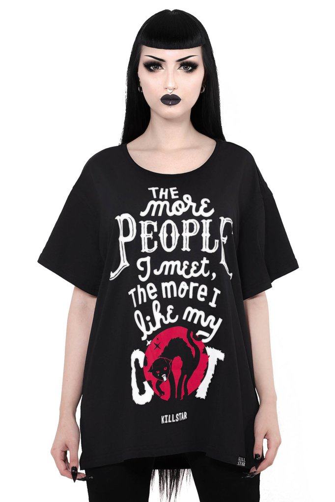 暗黑潮牌killstarpeoplesuck哥特摇滚朋克黑猫重金属t恤