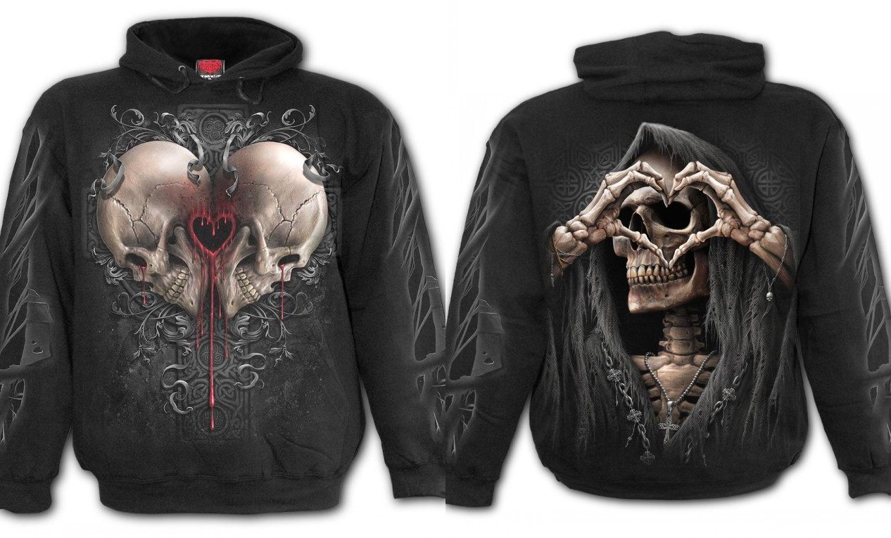 英国哥特重金属摇滚spiralt147m451darklove骷髅爱心卫衣