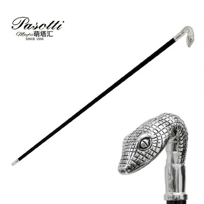 意大利pasotti绅士手杖手工定制时代银色蛇头拐杖文明登山杖