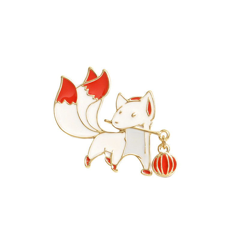 素念日本祈福和风小狐狸胸针滴油合金领章个性胸针