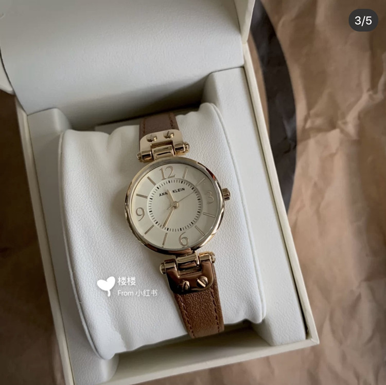 海淘现货安妮克莱因Anne Klein女士石英手表陈都灵同款小棕表网红
