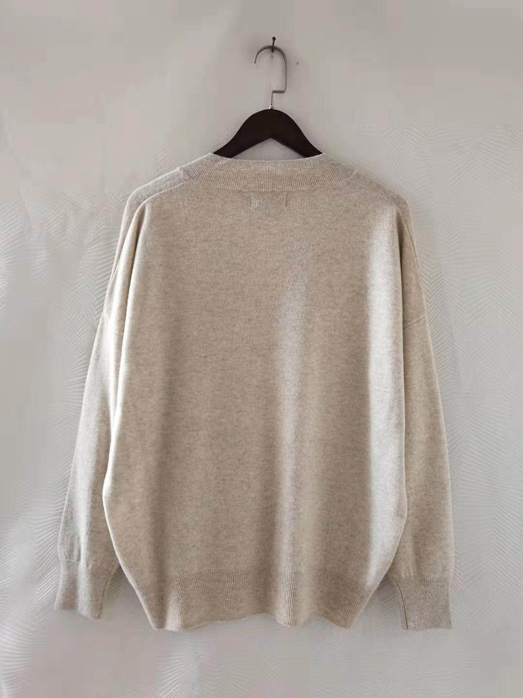 纯羊羊绒杏色宽松套头毛衣200212112022年春季毛衣