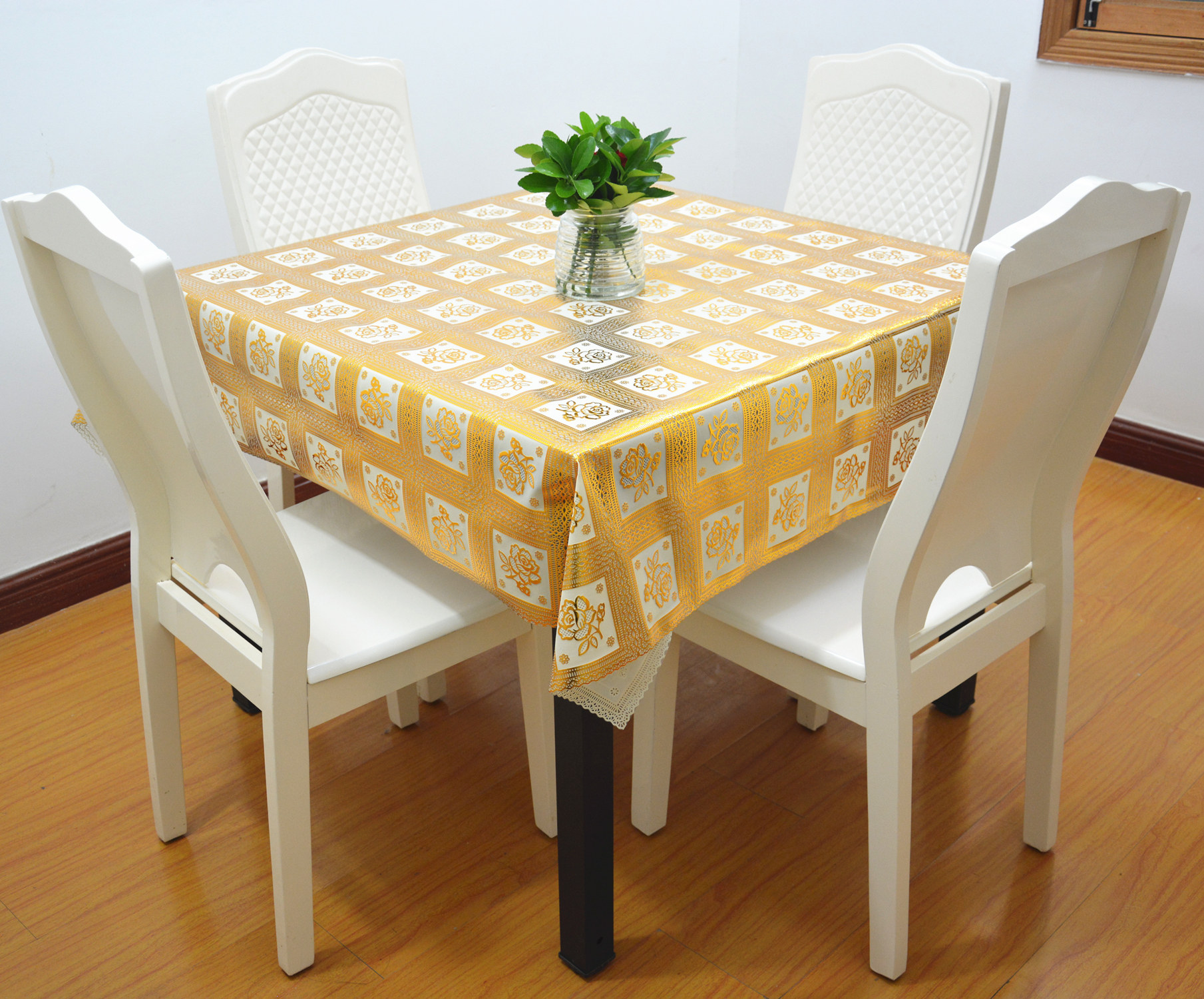 四方方桌台布正方形麻将桌桌布pvc烫金家用塑料桌布