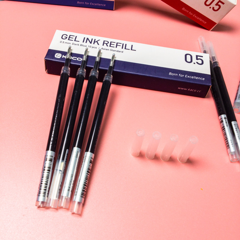 kaco按动型中性笔笔芯字母书源签字笔替芯大学生简约替芯
