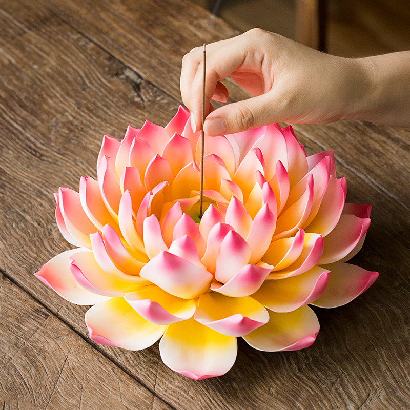 戴玉堂陶瓷摆件佛堂莲花荷花佛前供花客厅网红摆件