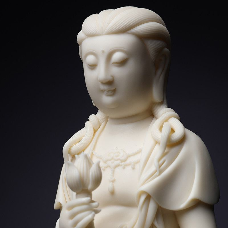 戴玉堂陶瓷摆件玉黄瓷多罗尊观音菩萨林建胜佛像限量艺术品