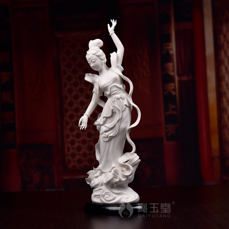 戴玉堂 敦煌飞天摆件 陶瓷雕塑工艺女神仙女侍女乔迁新居开业礼品