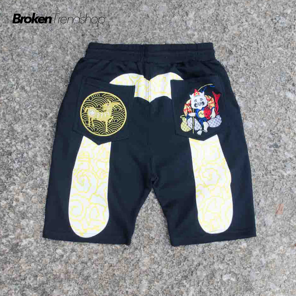 春夏日系潮流新款刺绣大M卫裤男女休闲运动中裤七分裤短裤潮男