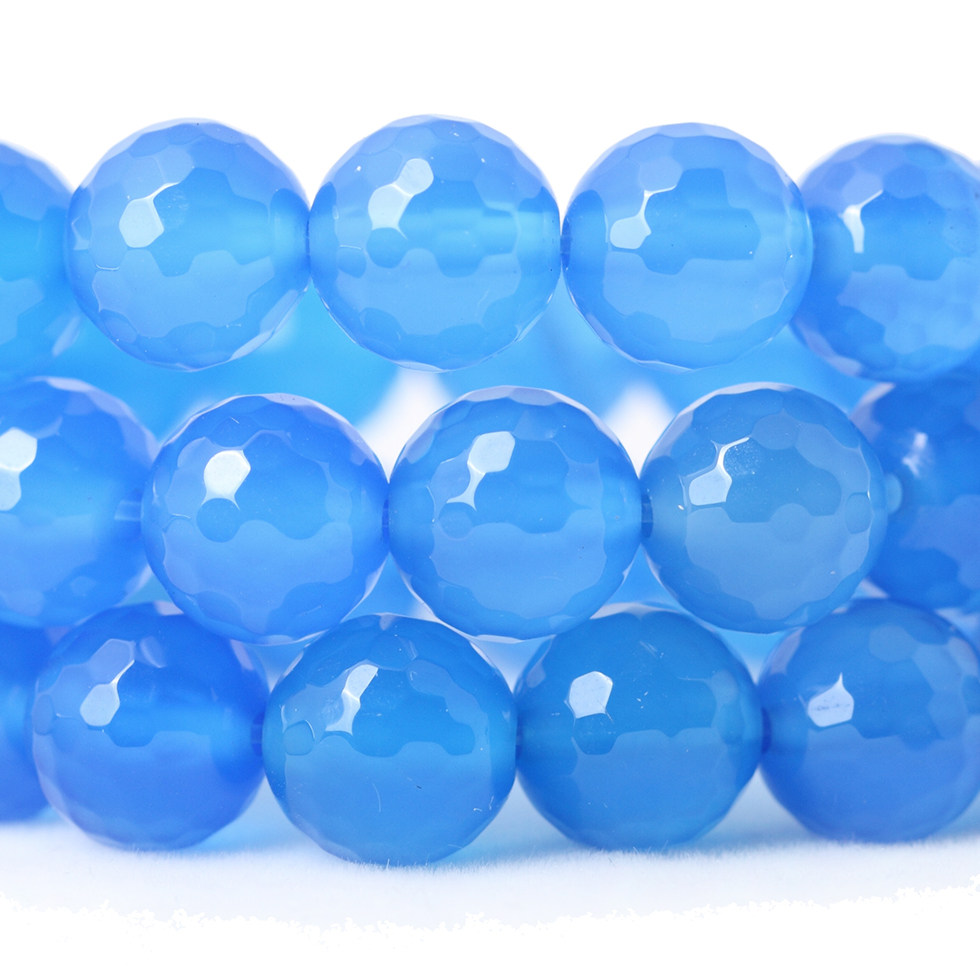 天然水晶蓝玛瑙切面圆珠散珠小珠子 饰品配件diy手链材料手工串珠
