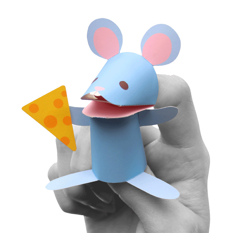 幼儿园儿童亲子手工手指玩偶小老鼠折纸3d模型其他类型纸模