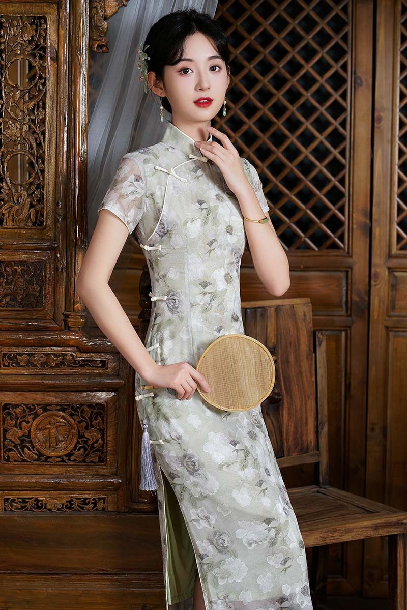 旗袍民国国风复古2022年新款夏季素色高级素雅旗袍