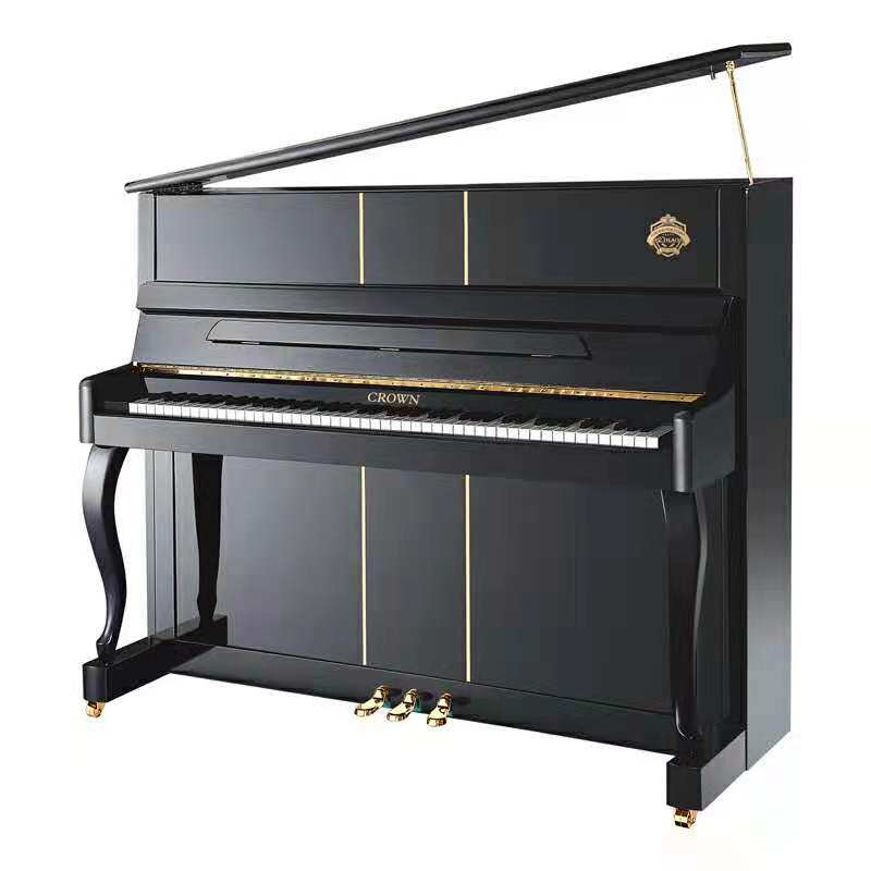 皇冠钢琴b4实木立式黑色亮光钢琴