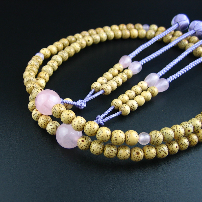 妙莲星月卷包小田水晶8mm菩提108颗莲花宗东佛珠项链