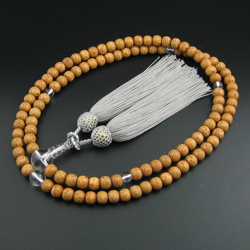 妙莲白水晶流苏正绢京都水晶108颗莲花菩提星月佛珠