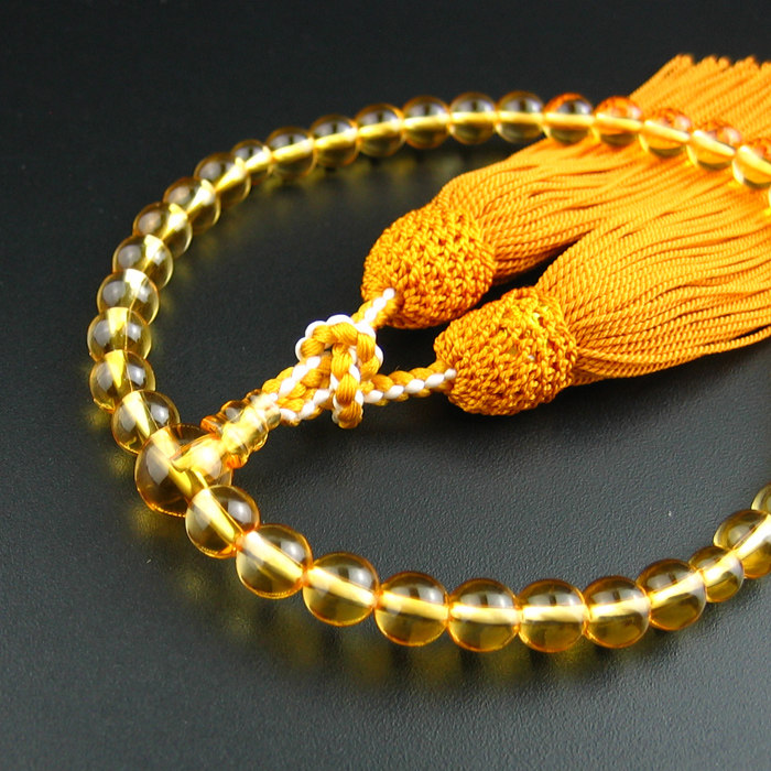 妙莲莲花日本念珠参拜寺院女用手持佛珠黄水晶佛珠手链