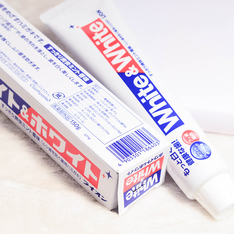 牙膏日本狮王lion大白white亮去zi黄牙薄荷150g牙膏