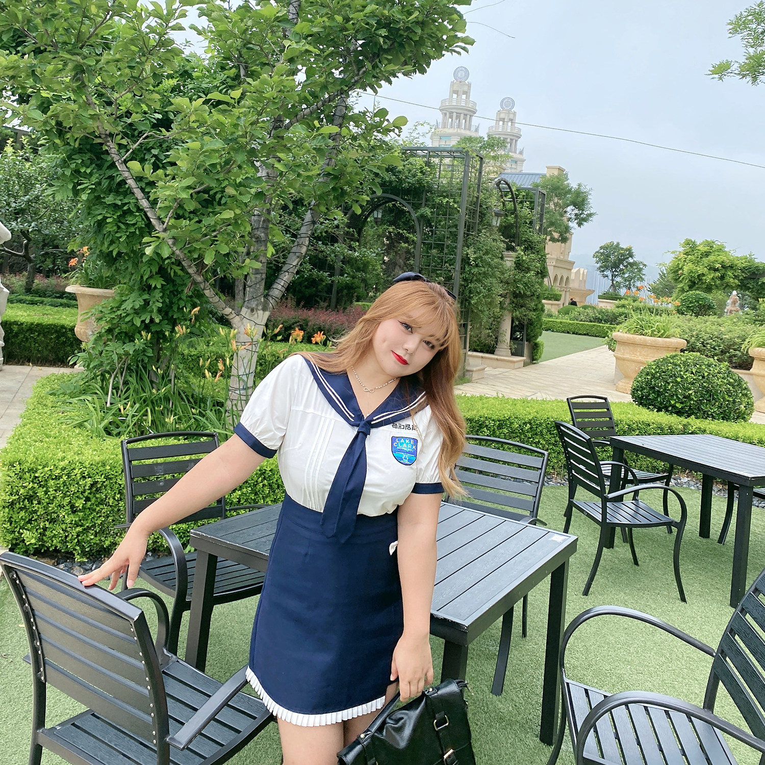 制服套装mcr大码女装jk韩式校服胖妹甜美大码女装