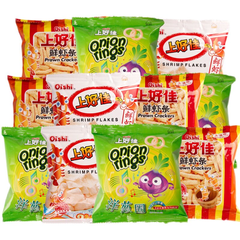 上好佳薯片虾片洋葱圈虾条大礼包整箱小包包装休闲膨化食品