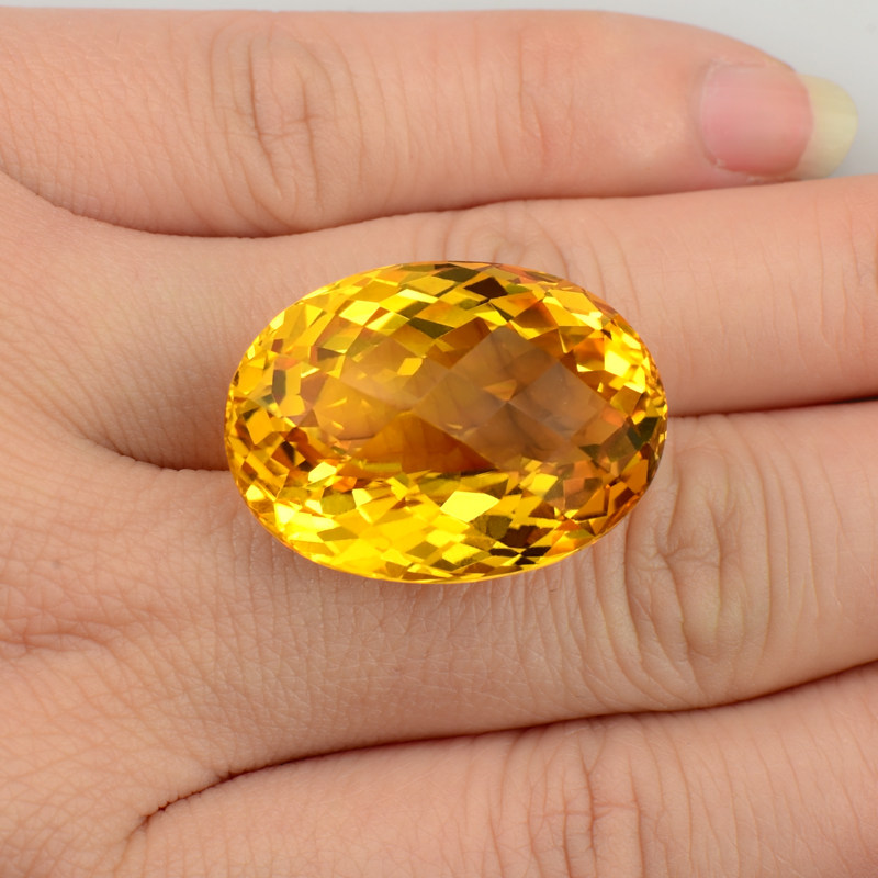 黄水晶4104克拉天然全净特级橙黄黄色裸石戒面戒指颈饰