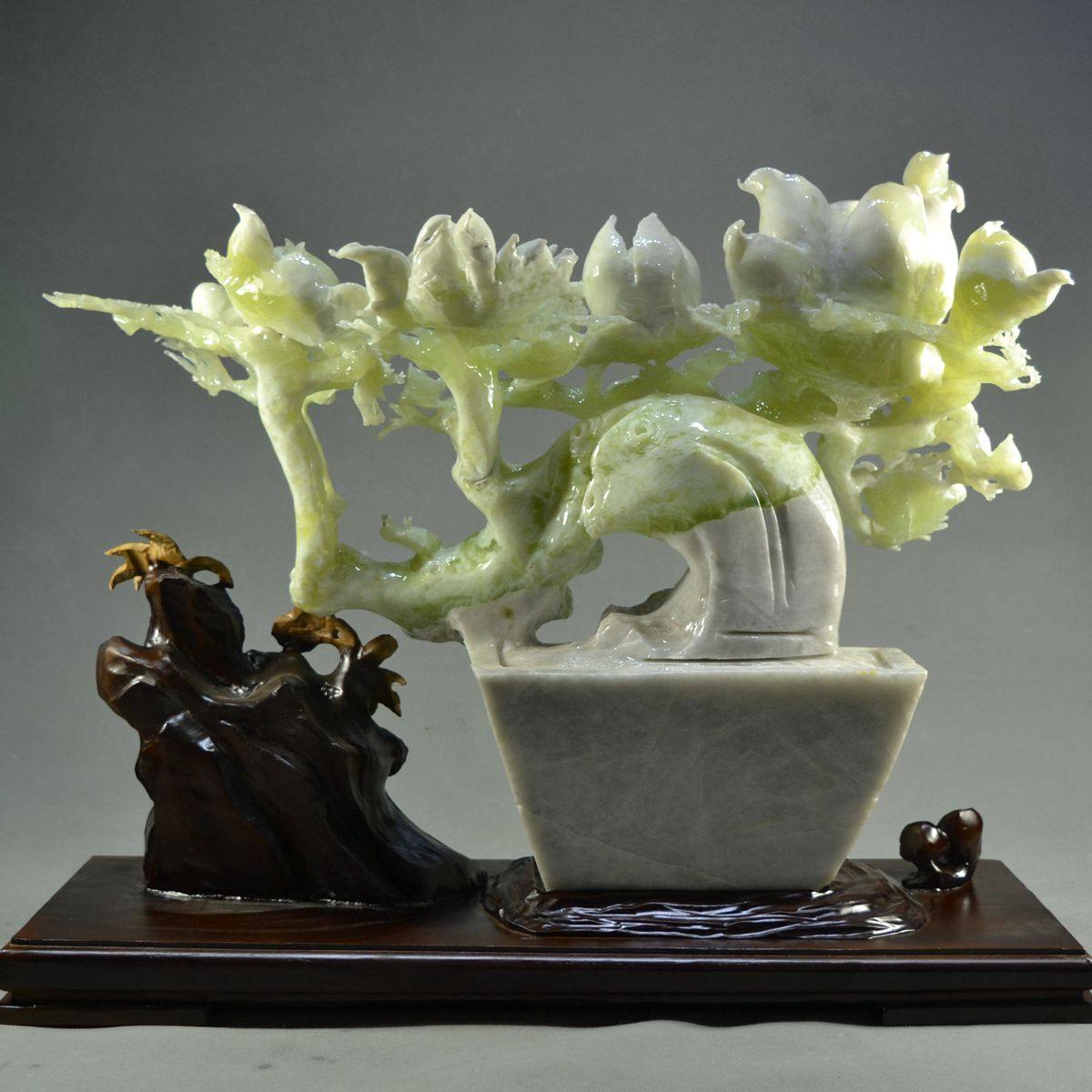 摆件玉石客厅天然玉器岫岩原石雕刻如意室内镇珠宝奇石