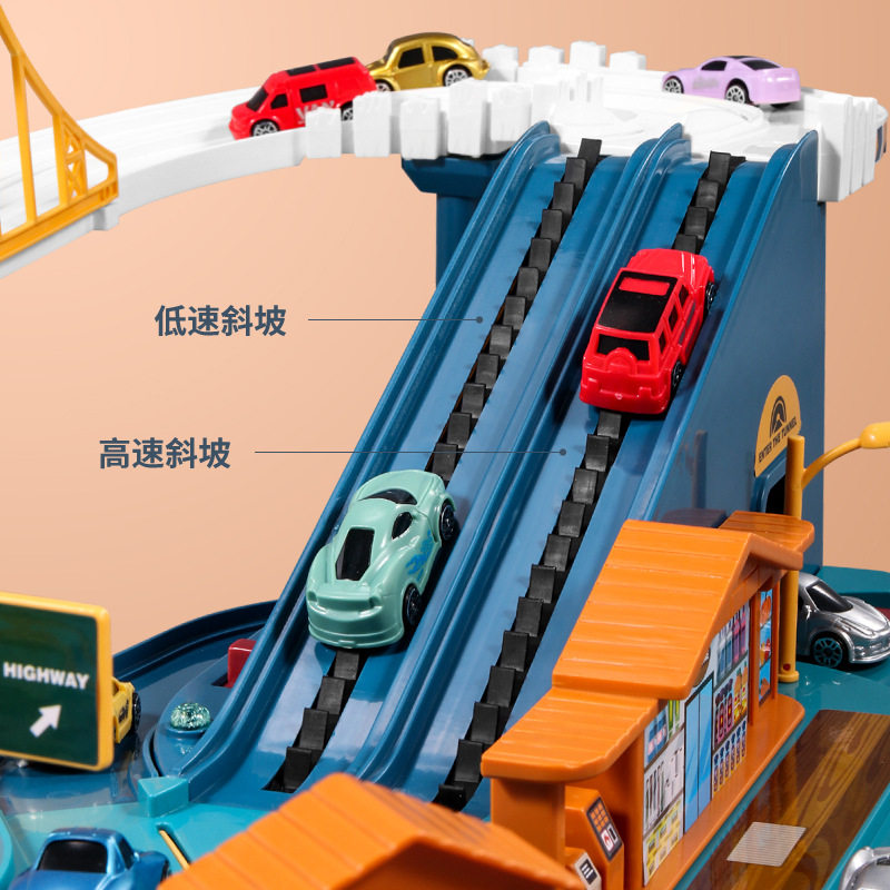 抖音新款玩具恐龙盘山公路城市高速楼梯汽车电动