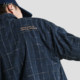 BJHG spring plaid shirt men's tide card Hong Kong wind loose Oversize grind black long sleeve shirt extension BJHG spring plaid shirt men's tide card Hong Kong wind loose Oversize grind black long sleeve shirt extension