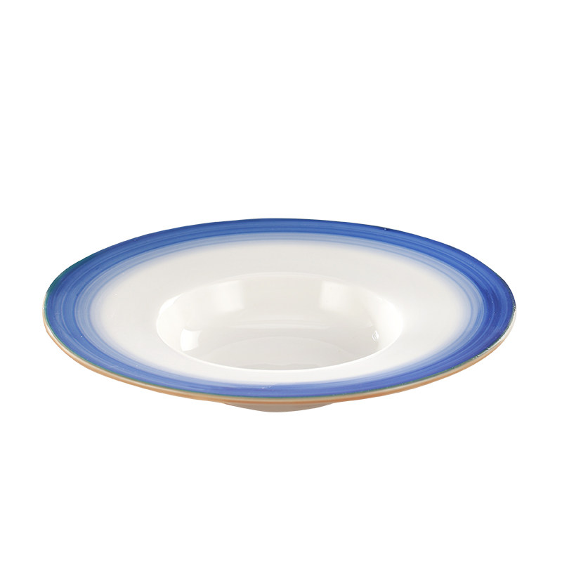忧蓝草帽陶瓷飞碟西餐圆形点心汤盘意大利面盘盘