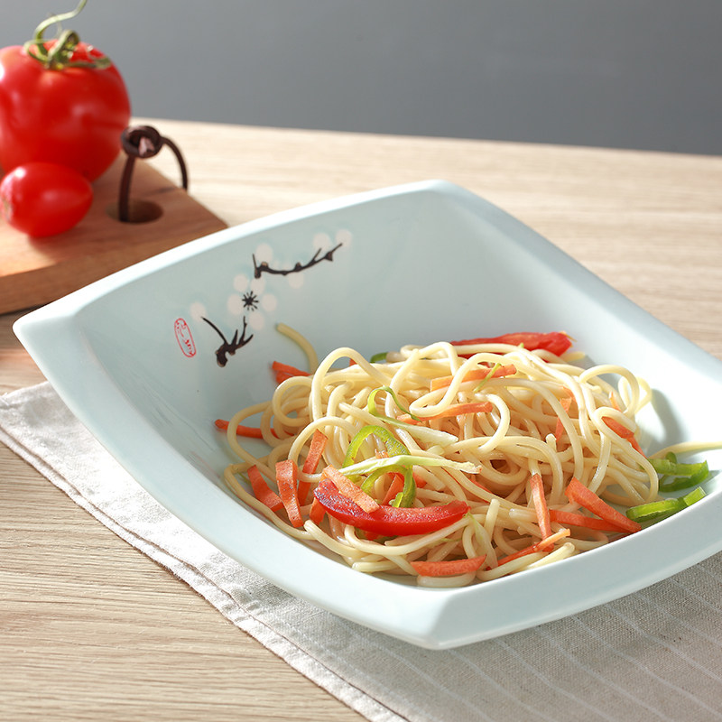 餐盘创意陶瓷白梅盘子异形酒店个性菜盘餐具盘