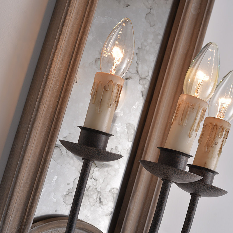 壁灯美式乡村客厅复古做旧实木创意咖啡厅艺术壁灯