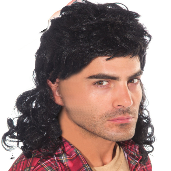 万圣诞节欧美表演黑色短卷发男士cos猫王头复古风摇滚庞朋克假发