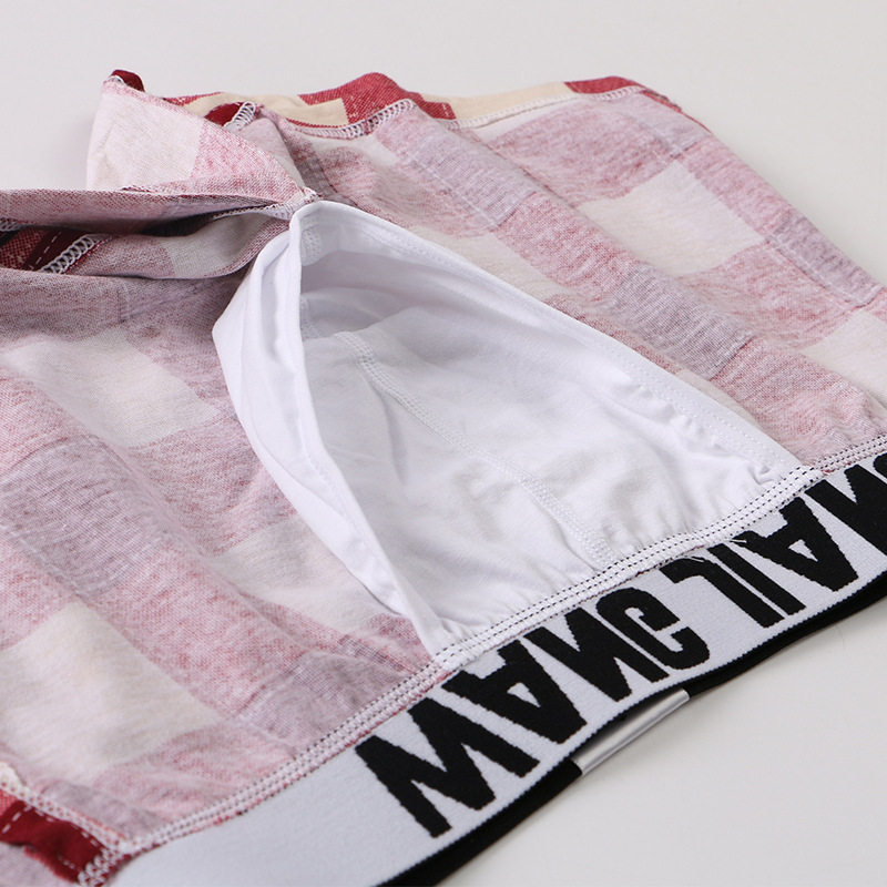 内裤哈罗男生腰开头中裤头平角格子短裤四角男平角内裤