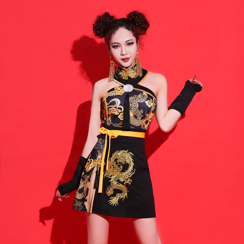 女团演出服性感中国国风韩舞打歌服爵士舞服装韩版民族服装