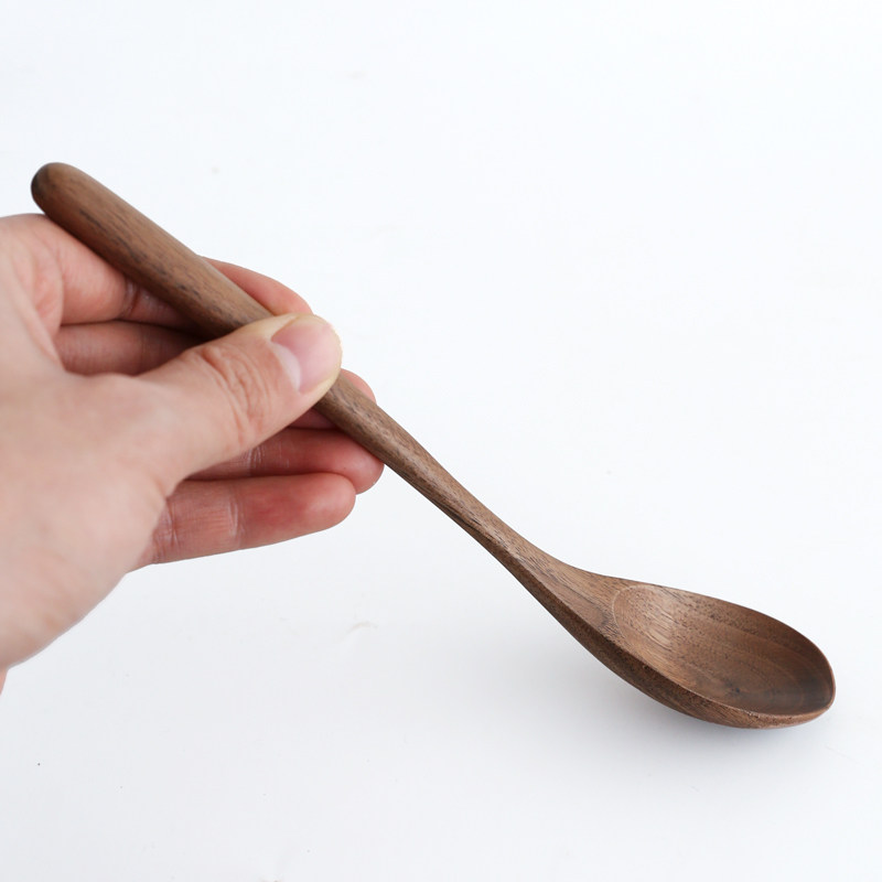 日式胡桃胡桃木木勺原木汤勺拉面勺长柄勺粥勺汤勺