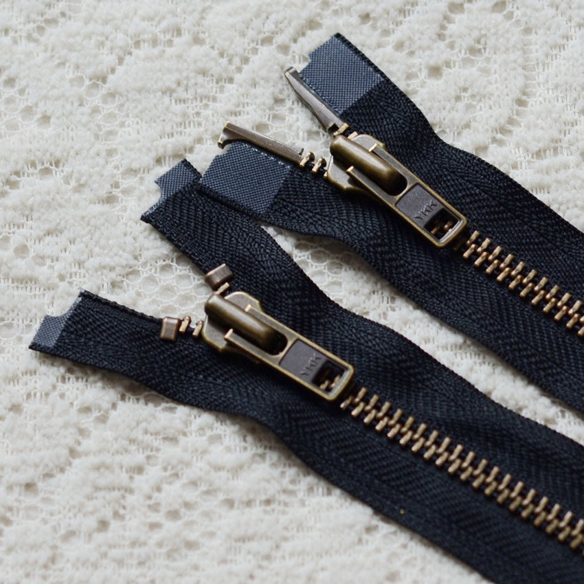 8号古铜双开拉锁金属拉链织带50-120cm拉链