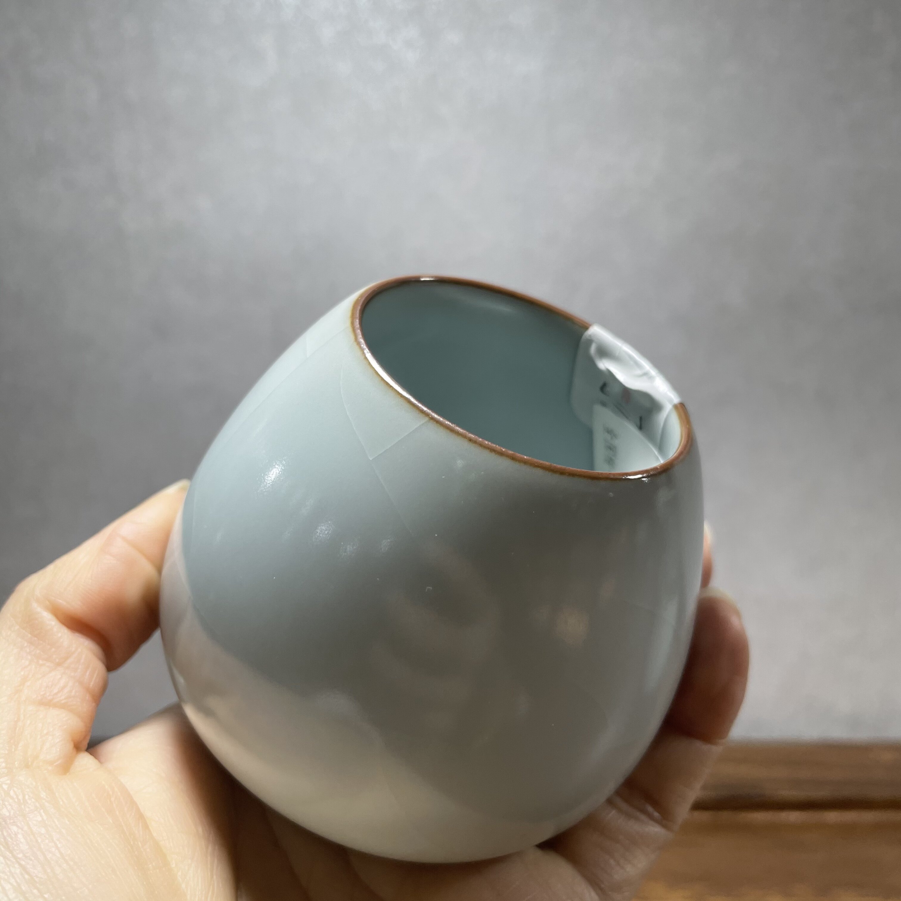 问鼎格物老款经典鼎峰汝窑汝瓷月白色天青色龙蛋杯茶杯