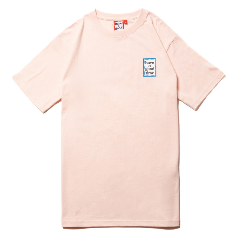 logo现货havegoodtime蓝色圆领半袖frameteet恤