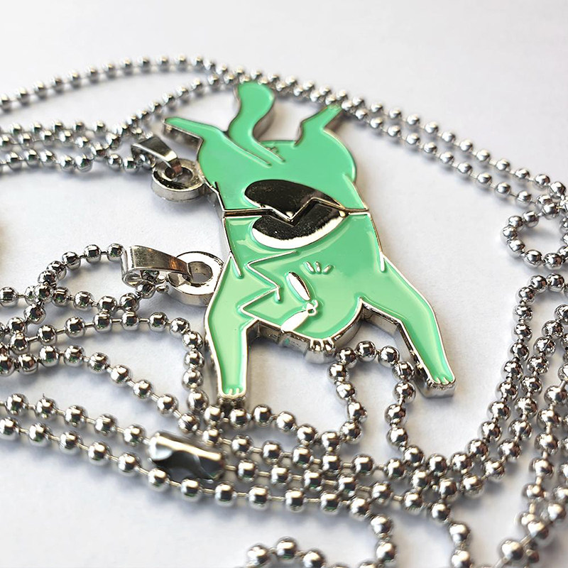 现货leonkarssen心碎蓝污情侣项链bffpendants绿爱项链