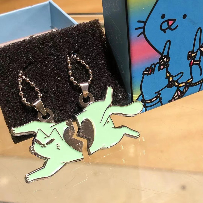 现货leonkarssen心碎蓝污情侣项链bffpendants绿爱项链