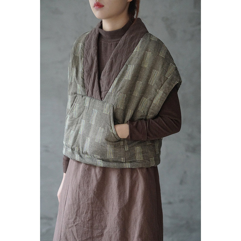 一言夹棉保暖中式马甲棉麻创格国风马夹