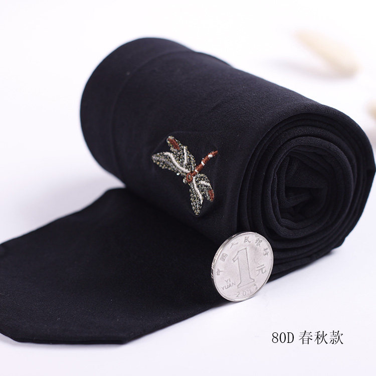 日系80d春秋天鹅绒刺绣提花纹丝袜性感连裤袜西太后土星打底裤袜