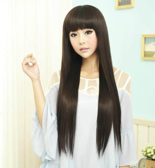 假发长直刘海wig整顶逼真真假发套发型jiafa整顶假发