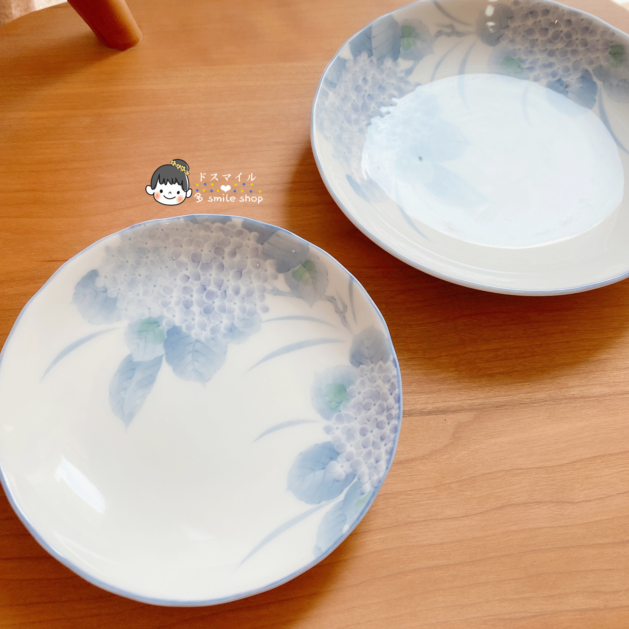 现货日本进口精美陶瓷器日式和风餐具绣球淡雅盘