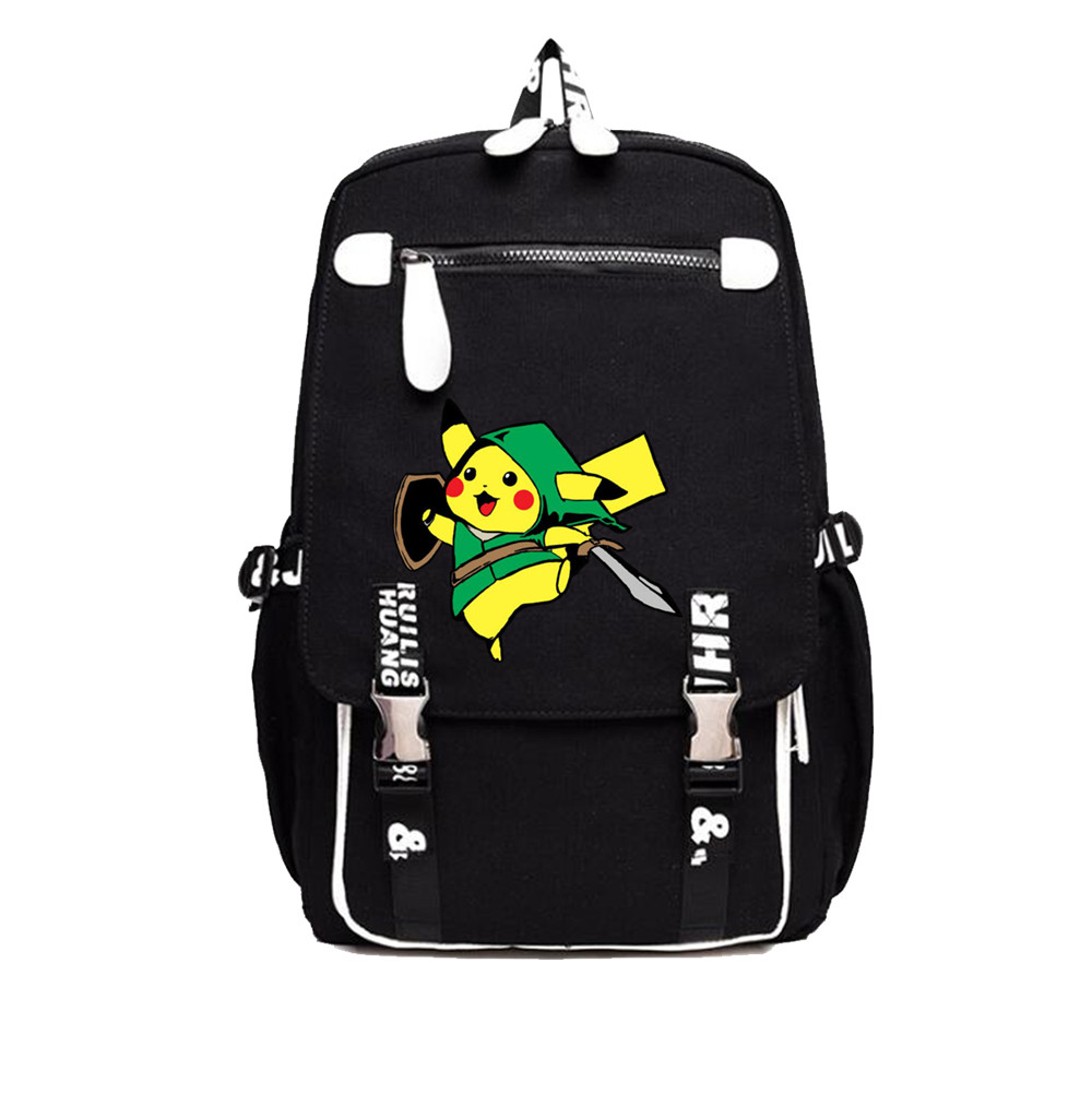 神奇宝贝背包口袋妖怪耿鬼书包皮卡丘双肩包可达帆布杰尼动漫背包