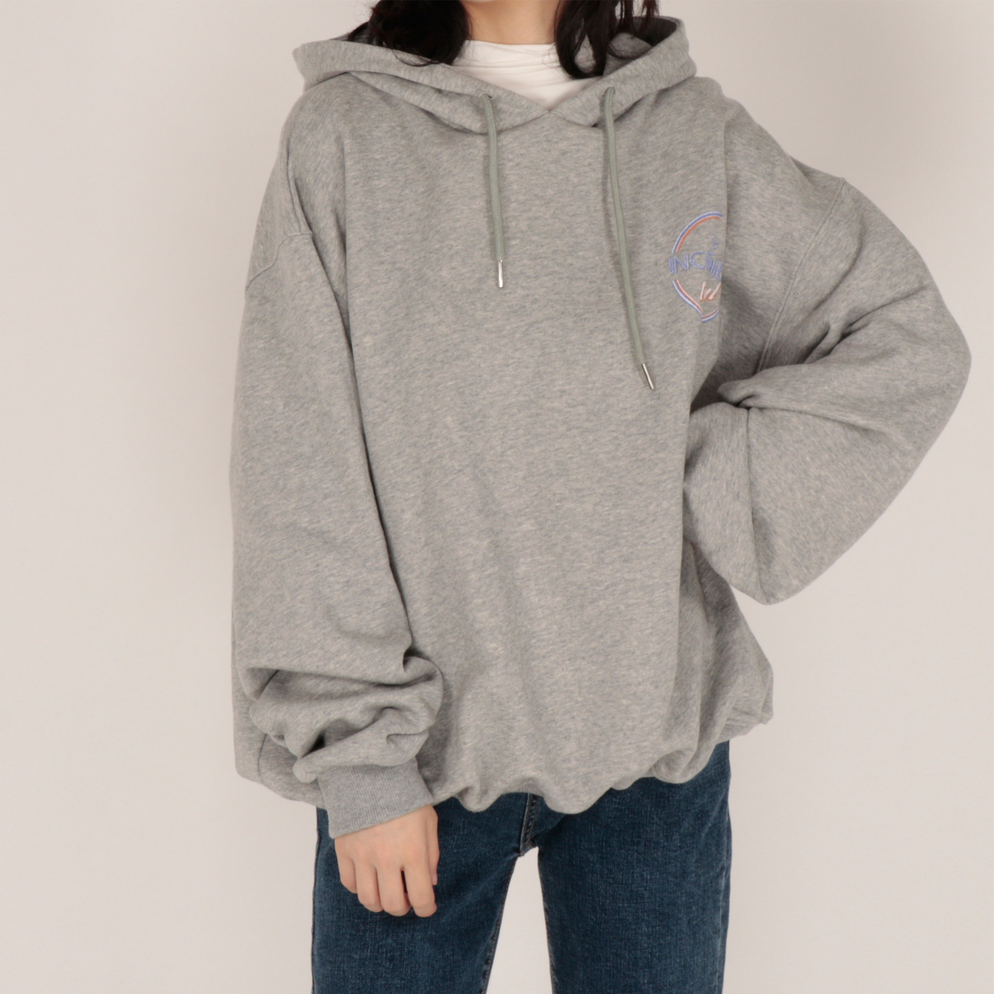 连帽灰色卫衣女2021春秋新款韩版百搭宽松印花卫衣