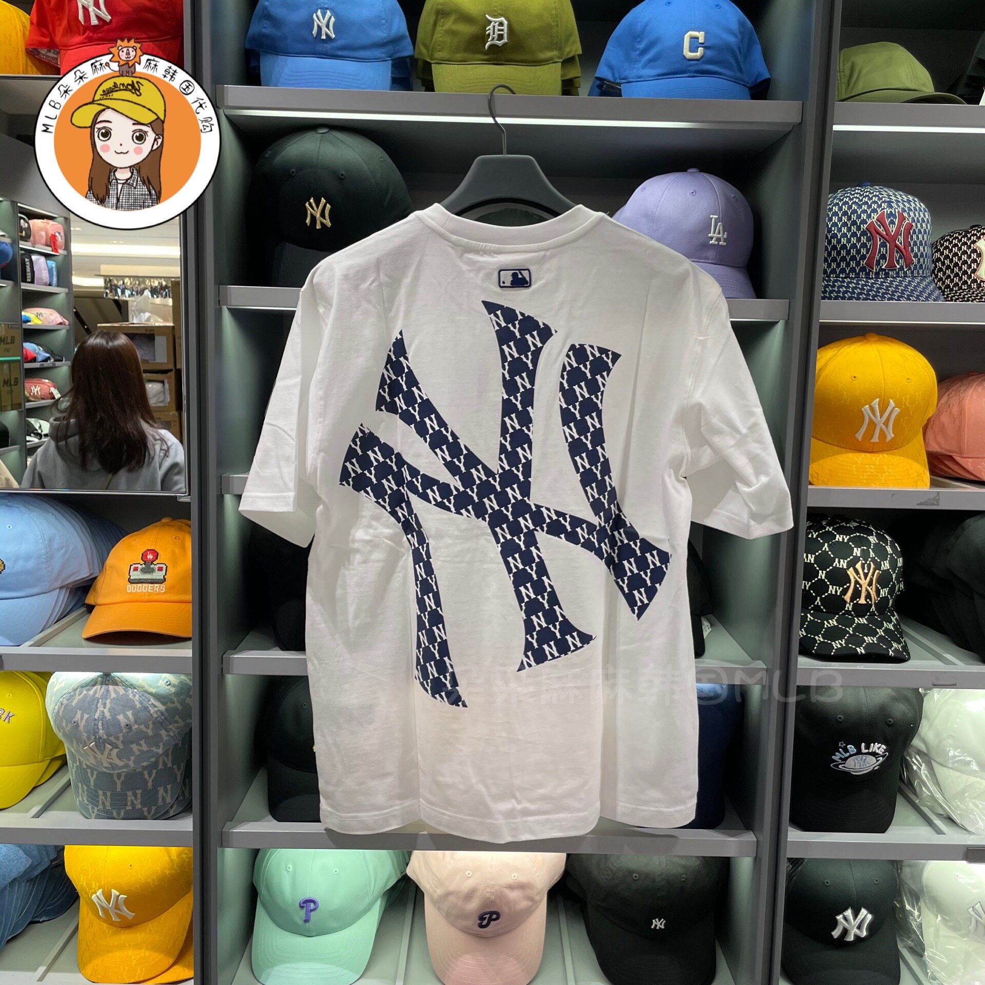 短袖韩国mlb正品2021新款背后印花大标满标t恤