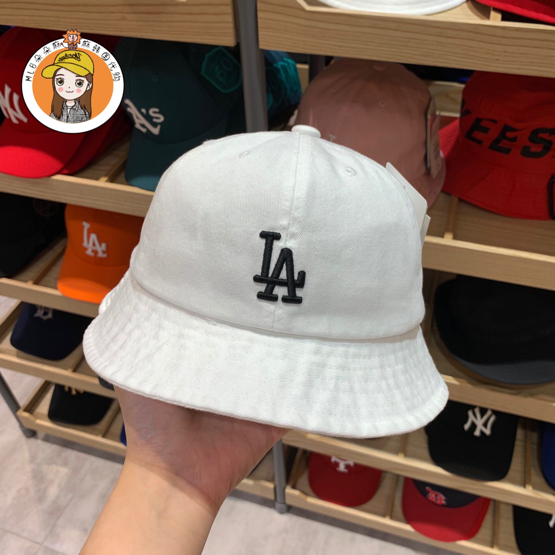 韩国mlb正品2019夏季新款纯色洋基队ny渔夫帽道奇队la盆帽ins风