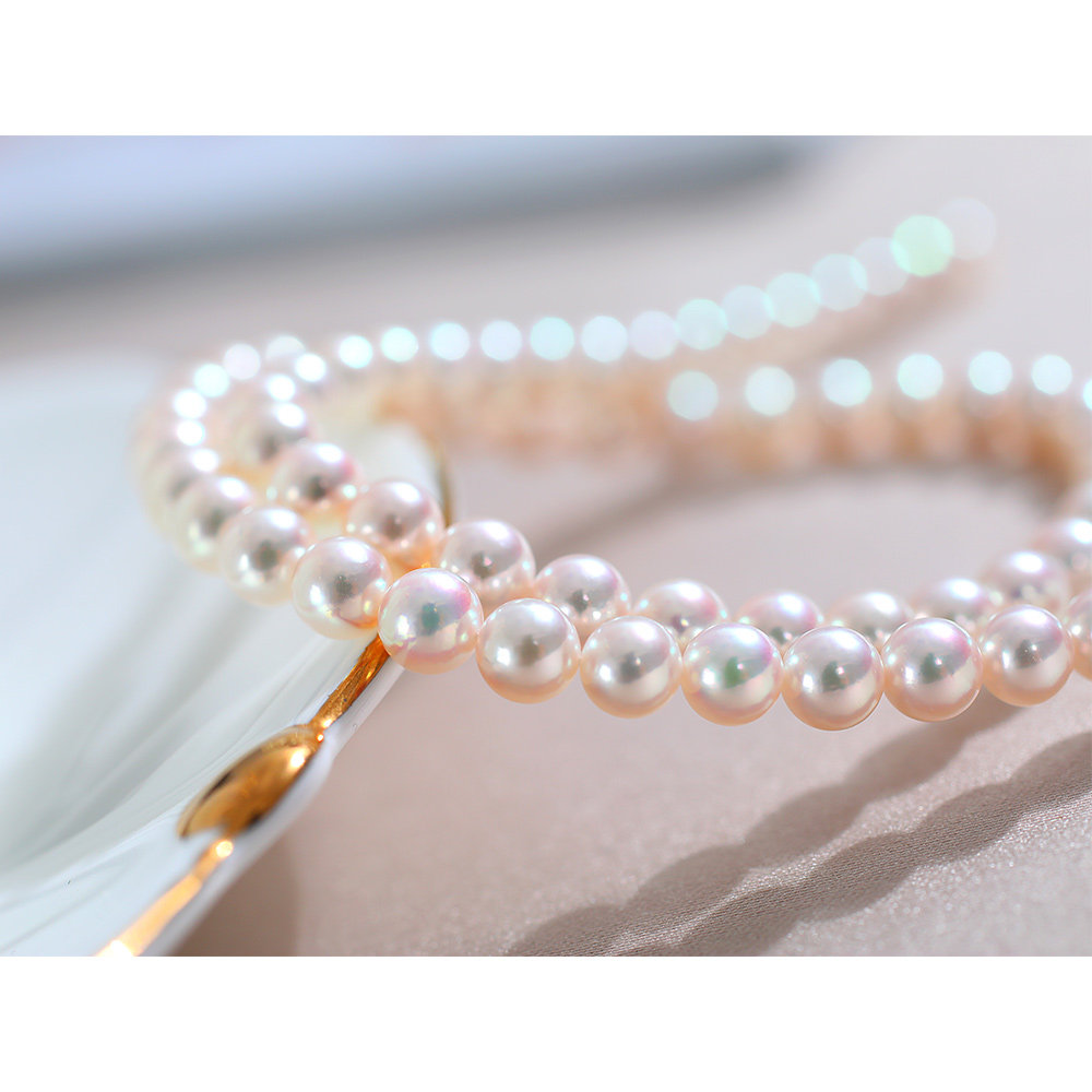 黛米珍珠 天女珠akoya海水珍珠项链 正圆高亮泽k金正品【含证书】