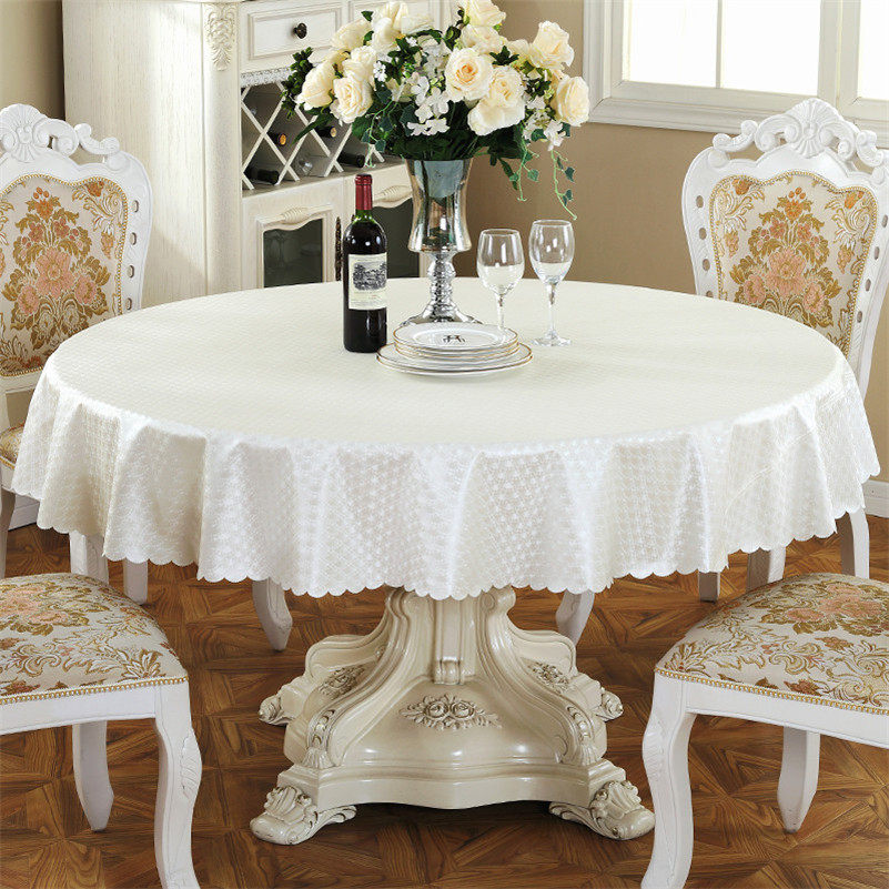 大圆桌桌布防水防烫防油免洗酒店台布饭店布艺家用圆形欧式餐桌布