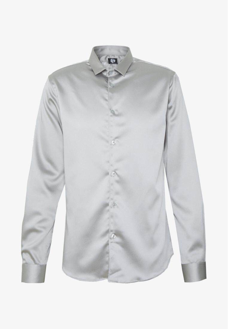 美女当家英国代购亮眼银色尖领顺滑衬衫